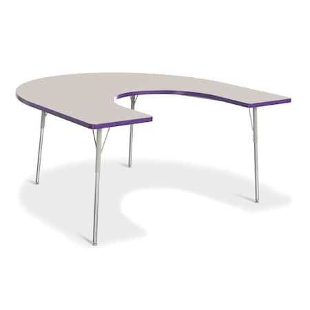 Jonti-Craft Berries Horseshoe Activity Table, 66 in. x 60 in., A-height, Freckled Gray/Purple/Gray 6445JCA004
